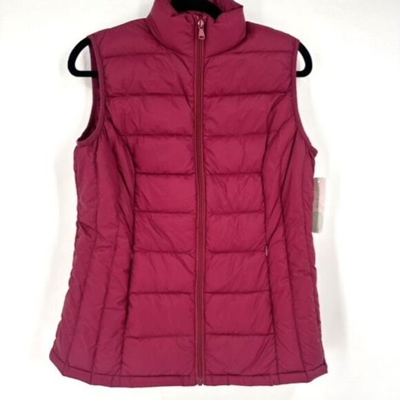 NWT Market & Spruce Womens Down Quilted Full Zip Packable Vest Burgundy Medium - Picture 2 of 12